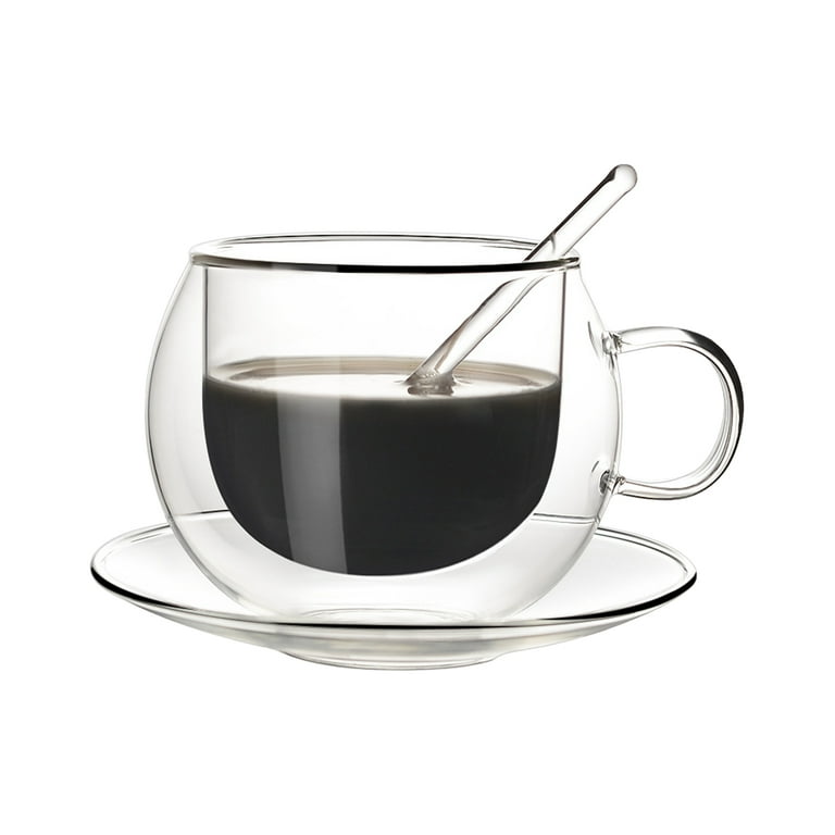 Coffee Cup Mugs 150ml/250ml Double-layer Glass Transparent Durable Heat  Resistant With Spoon 