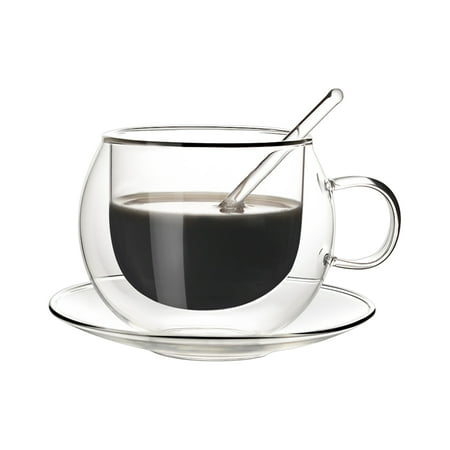 

Coffee Cup Mugs 150ml/250ml Double-layer Glass Transparent Durable Heat Resistant With Spoon