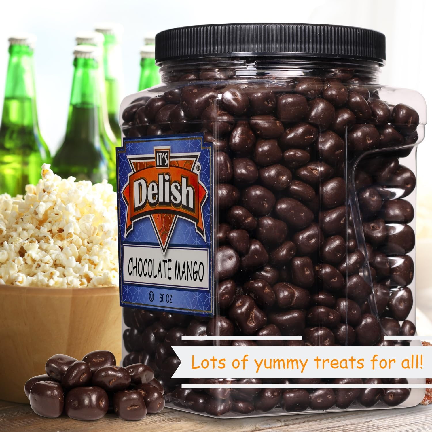 Dark Chocolate Covered Dried Mango Bits by It's Delish, 3.75 Lbs Jumbo Container  Kosher Dairy-Free Dark Chocolate Covered Fruit for Vegan Snacking  Dairy Free, Vegan, Kosher