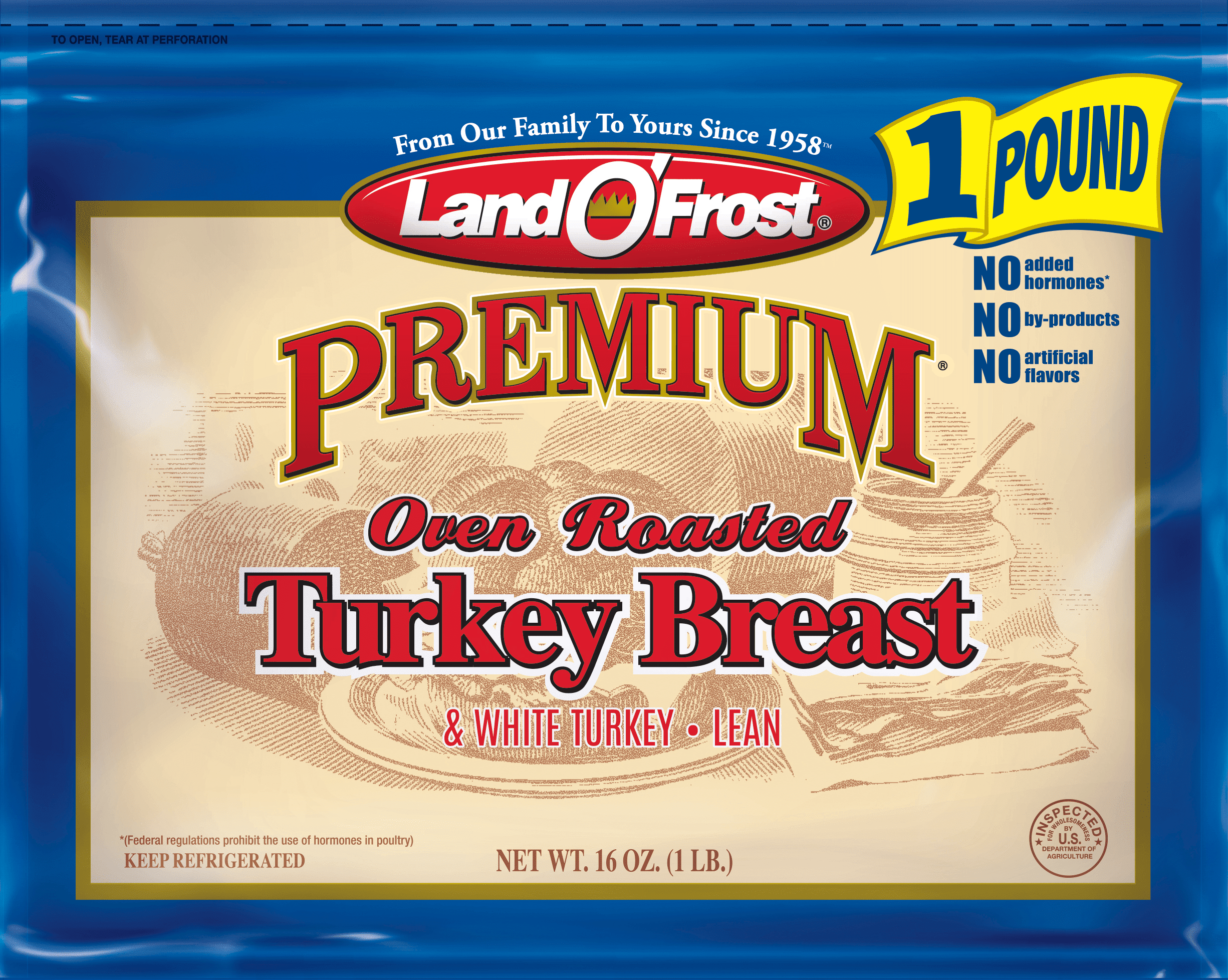 Land O'Frost Premium Oven Roasted Turkey Breast, 16 Oz.