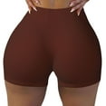 thumbnail image 2 of Fotbe Brown Shorts Sin Costuras – Shorts Deportivos de Cintura Alta para Mujer, Elásticos para Gimnasio, Yoga, Running o Ciclismo-X-Large, 2 of 8