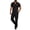 ZA-Black-xcmzpl mens 2 piece outfits, variant on Men's Walking Suits 2 Piece Short Sleeve T-Shirts Long Pants Waffle Knit Sweat Suits Tops Pants Sets Color Block Outfits with Pocket S-3XL
