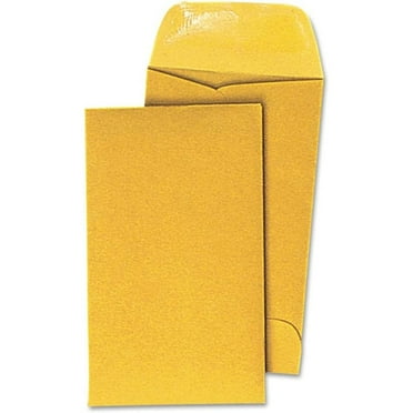 WJSP UNV35303 Round Flap 3.5 in. x 6.5 in. Kraft Coin Envelopes - Light Brown (500/Box)