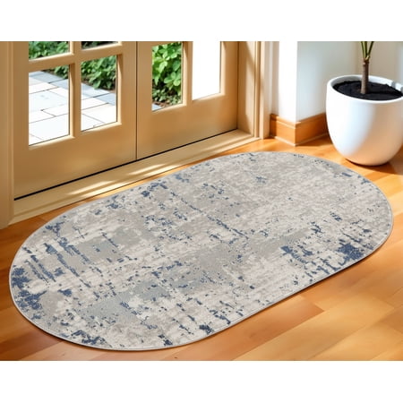 3' X 5' Gray and Ivory Abstract Power Loom Area Rug