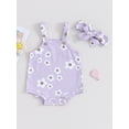 thumbnail image 2 of Arvbitana Infant Baby Girls Cute Tank Tops Romper Floral Print Sleeveless Square Neck Adjustable Strap Bodysuit with Headband 3M 6M 12M 18M Newborn Summer Clothes, 2 of 9