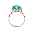 thumbnail image 4 of Blue Topaz 1.25 ctw Ring with Diamonds 14K Rose Gold Flower Leaves Halo, 4 of 7