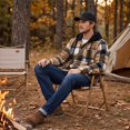 thumbnail image 7 of Fabrcox Men's Hooded Plaid Shacket Long Sleeve Button Down Checkered Shirt Jacket with Chest Pockets Lightweight Casual Fall Outerwear Khaki M, 7 of 7
