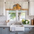 thumbnail image 2 of Fall Pumpkins Farmhouse Short Window Curtain Valances, Thanksgiving Autumn Sunflowers Vintage Plaid Rod Pocket Kitchen Valances for Living Room Bedroom Bathroom Cafe 60" x 18", 2 of 8