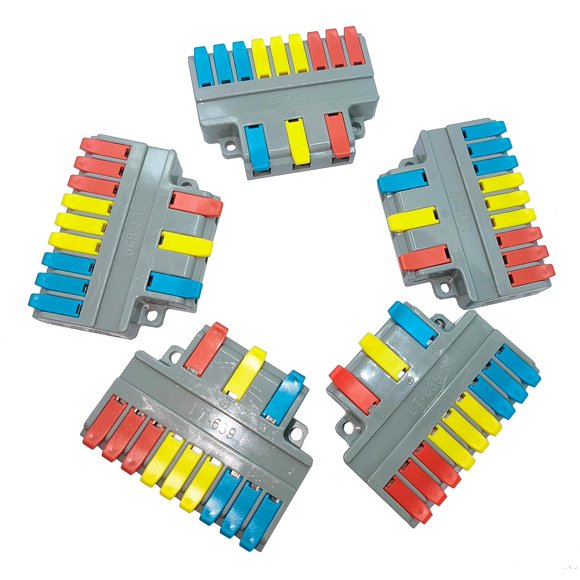 shiyou-Wire Connectors, Compact Lever Wire Nuts Connectors Wire Terminals 3 in 9 Out for Quick Connect 28-12 AWG (Square 3 in 9 Out)
