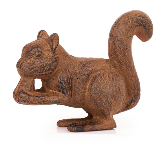 Sungmor Estatua de Ardilla de Hierro Fundido, Escultura de Colección de Animales Rústica de Óxido de Alta Resistencia, Pisapapeles, Doorstop, Adorable Figura de Jardín