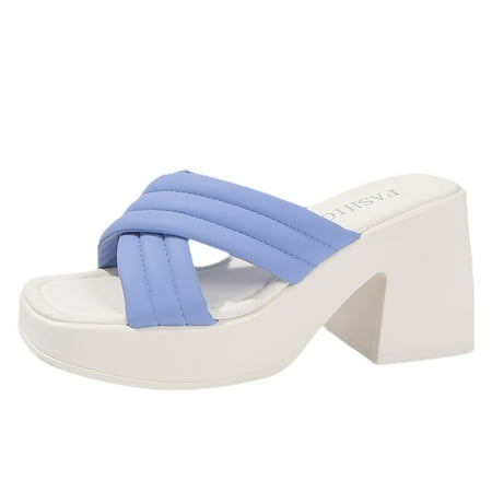 

Xboschi Womens Sandals Dressy Women s Sandals Women s High Heels Casual Slippers Women Wear Thick Soled Solid Color On Shoes