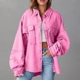 thumbnail image 2 of Niaviben Jean Jacket Women Long Denim Jacket Women Oversized Jean Jacket Women's Jackets Womens Denim Jacket Winter Jackets for Women's Denim Jackets Hot Pink L, 2 of 5