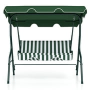 Costway 3 Seats Patio Backyard Canopy Steel Frame Swing Glider Hammock Cushioned