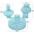 thumbnail image 4 of DecMode 12", 10", 7"H Round Blue Glass Vase with Varying Shapes and Sizes, Set of 3, 4 of 17