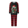 thumbnail image 2 of Christmas Family Pajamas Matching Set Letter Print Long Sleeve Tops and Elastic Plaid Pants Loungewear Soft Sleepwear, 2 of 10