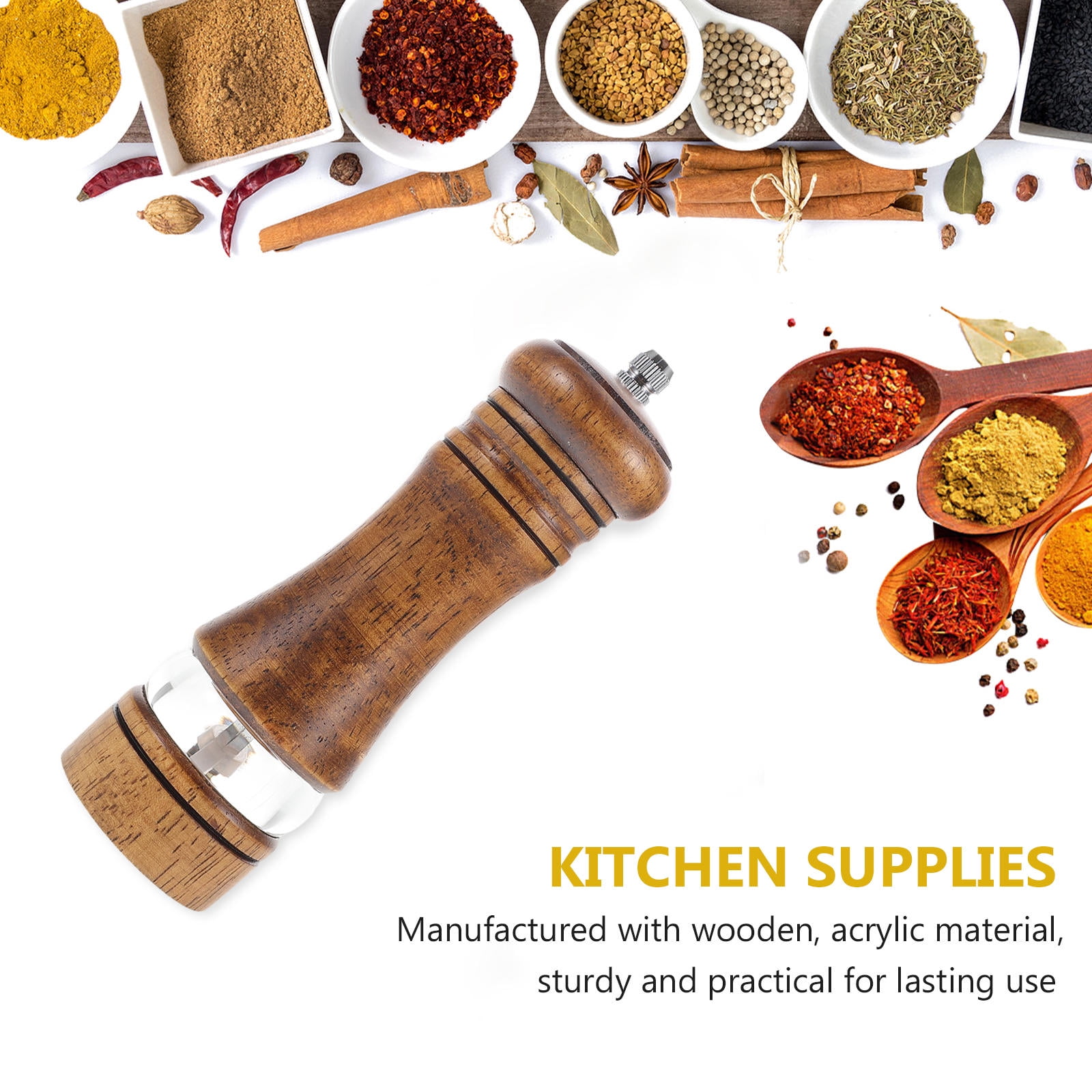 Masteelf Pepper Grinder Manual Salt Grinder Pepper Crusher Manual Grinder Kitchen Handheld Salt Grinder Kitchen Gadget Seasoning Grinder Pepper Shaker