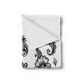 thumbnail image 2 of Floral Soft Flannel Fleece Throw Blanket, Hand Drawn Style Vintage Compositions Blossoming Flowers Retro Fun Design, Cozy Plush for Indoor and Outdoor Use, 60" x 80", White Black, by Ambesonne, 2 of 5