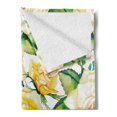 thumbnail image 2 of Rose Soft Flannel Fleece Throw Blanket, Roses Illustration in Watercolor Painting Effect Ornate Wedding Celebration, Cozy Plush for Indoor and Outdoor Use, 50" x 70", Yellow Beige Green, by Ambesonne, 2 of 5