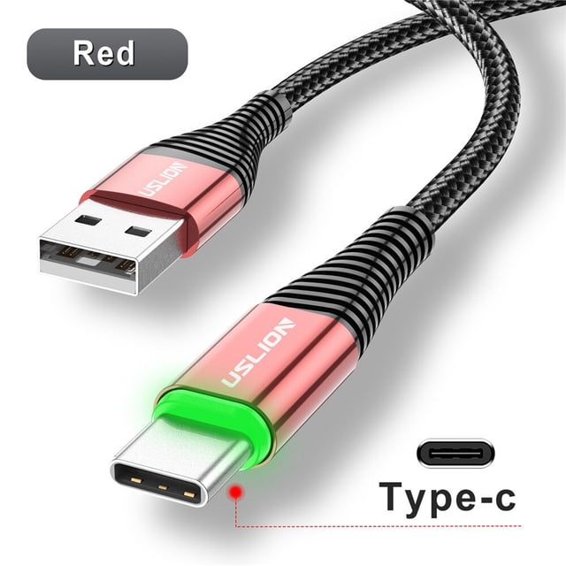USLION LED 3A USB tipo C Cable Micro USB Cable de carga rápida para Samsung Xiaomi Huawei carga de teléfono móvil USB C Cable de carga de datos Deng Xun unisex