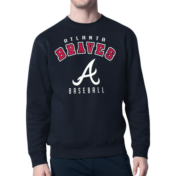 Men's Starter Navy Atlanta Braves Team Logo Fleece Pullover Sweatshirt