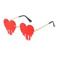 thumbnail image 1 of Gafas de sol con forma de corazón y llamas rojas para mujer y hombre, gafas de fiesta sin montura con diseño de corazón y llamas derretidas para disfraz de Halloween, 1 of 5