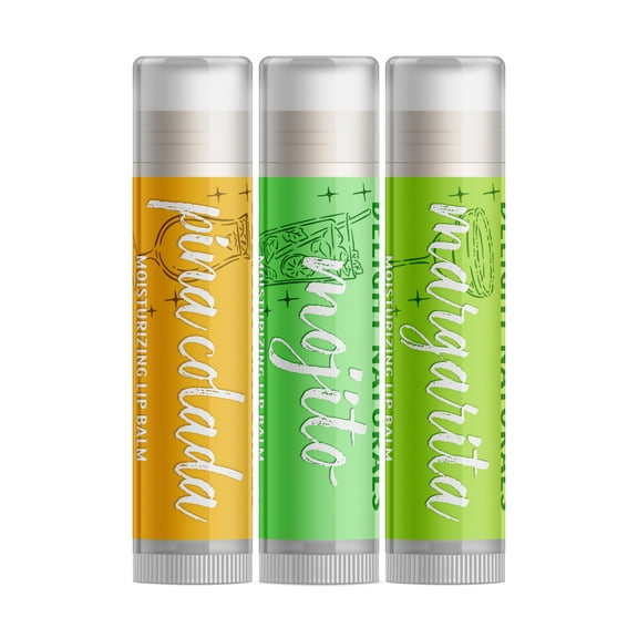 Delight Naturals Tropical Cocktails Lip Balm Gift Set - Pina Colada, Mojito, and Margarita
