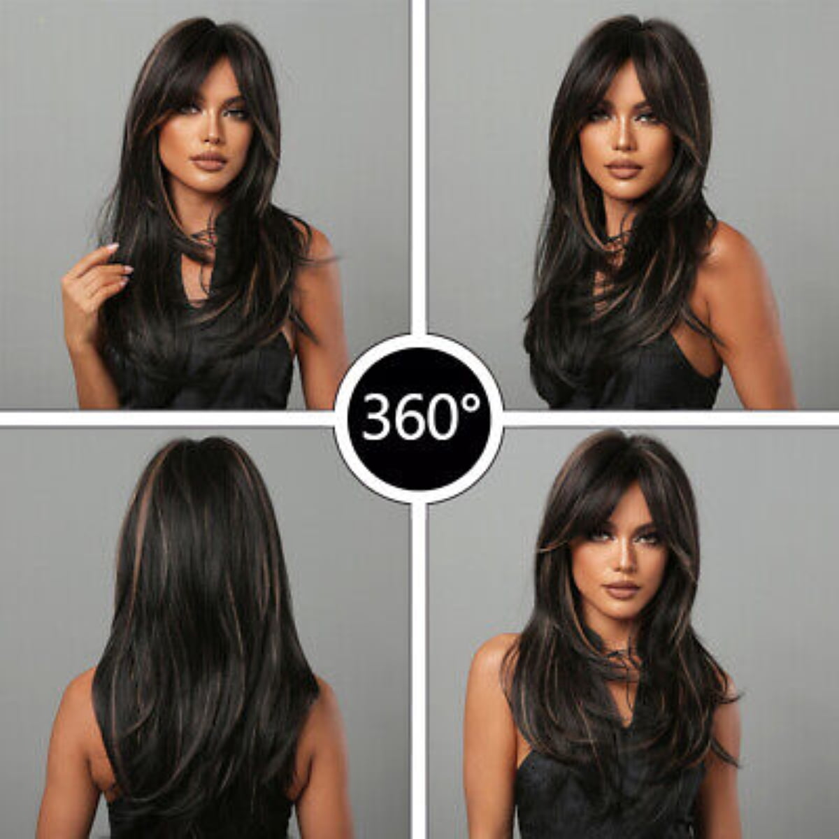 Diamondparts Heat Resistant Elegant Wig Honey Brown w/ Gold Highlights