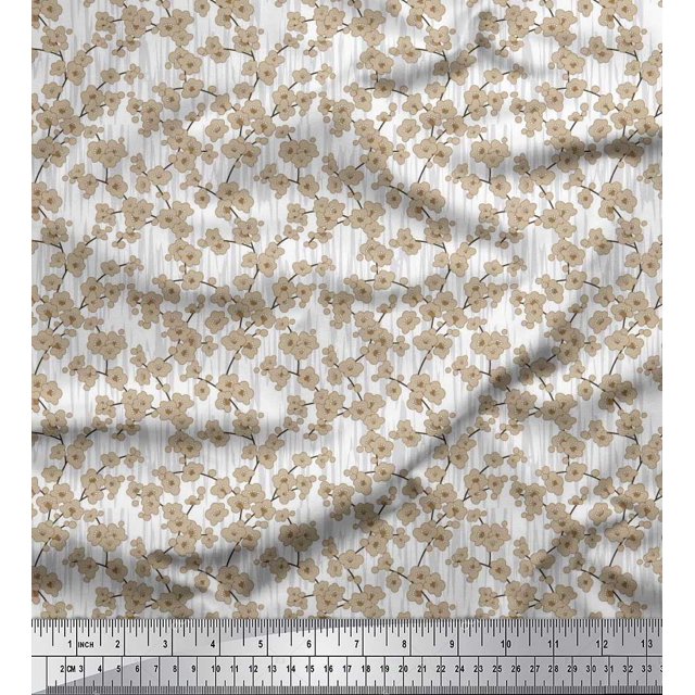 Soimoi polyester Crepe Fabric Artistic Floral Print Fabric by Yard 42 Inch Wide