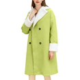 thumbnail image 2 of Women's Fleece Lined Trench Coat, Mid-Length Casual Windbreaker, Soft Plush Inner Layer Jacket, Elegant Outerwear, Comfortable Daily Wear Coat Light Green XXXXXL, 2 of 5
