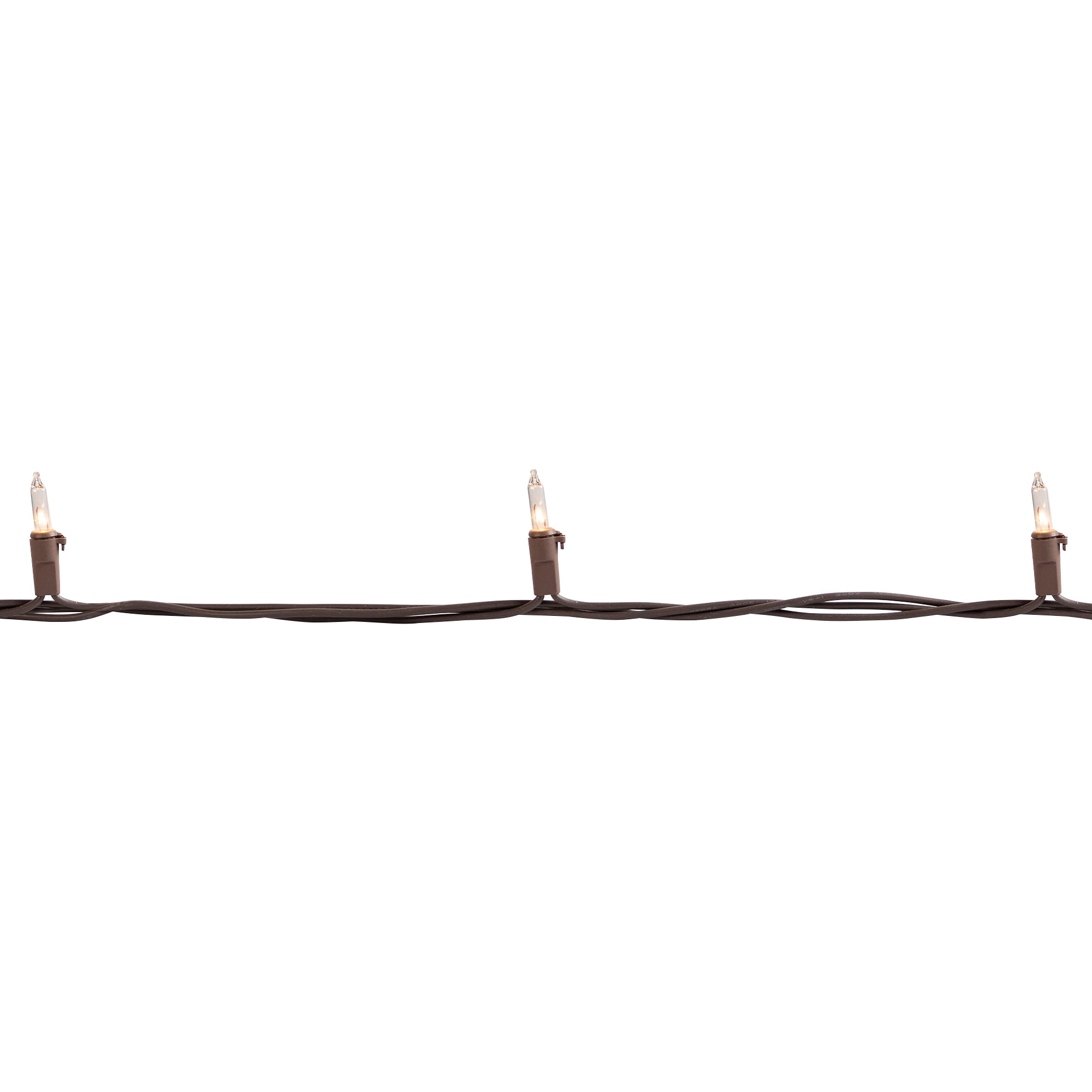 Set of 300 Clear Mini Christmas Lights 2.5" Spacing - Brown Wire