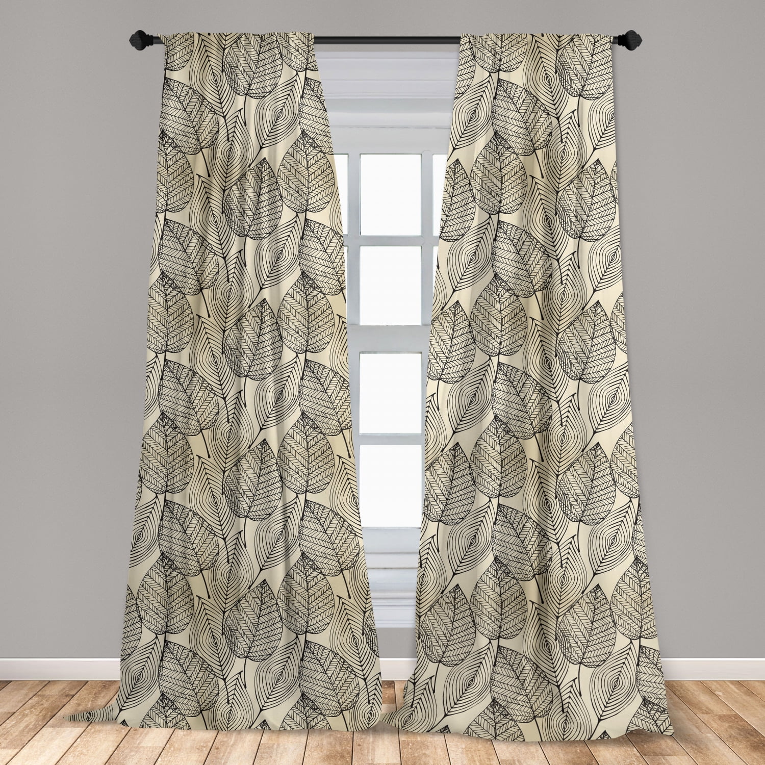 Beige Curtains 2 Panels Set