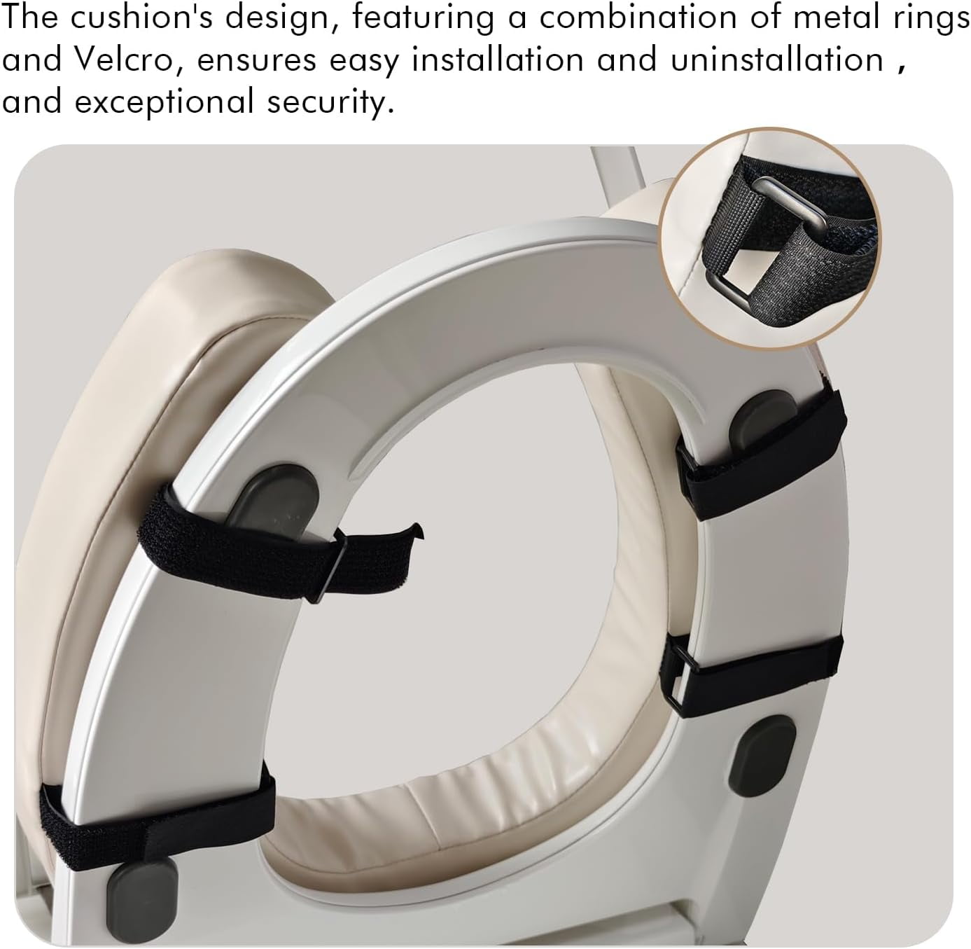 FEIYONG U-Shape soft toilet seat cushion, 2-inch high-density foam, waterproof PU fabric. Hook&loop anti-slip design, fits most toilets, elegant beige.