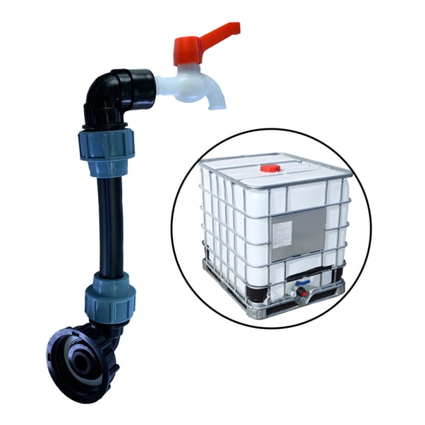 Adaptador de tanque IBC con tubo y conectores curvos Conector de Plástico 20mm Sharpla Adaptador de grifo de tanque IBC