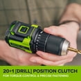 thumbnail image 6 of Greenworks PowerAll 24V 400 in-lb Drill Driver with (1) 2.0 Ah USB-C Battery, 30W USB-C Charger Block, 3' 100W USB-C Cable, Belt Clip, and Bit, 6 of 18