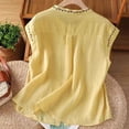 thumbnail image 2 of Linen Tops for Women, Yigetop Tank Top for Women Solid Color Sleeveless Blouse Summer Cotton Linen Shirts Casual Round Neck Basic Top Cotton Boho Tops for Women Yellow 3XL, 2 of 9