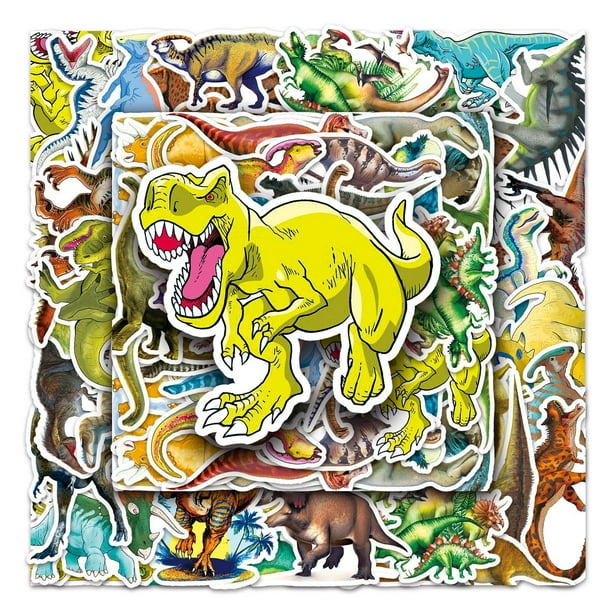 Calcomanías de vinilo divertidas con diseño de dinosaurios, 50 unidades, con diseño de T-Rex, imperm
