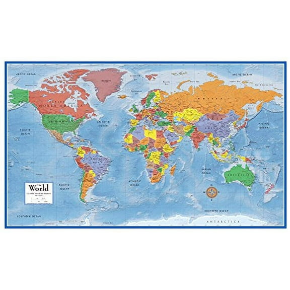 Swiftmaps 48” x 78” World Classic Premier World Wall Map Mega Poster