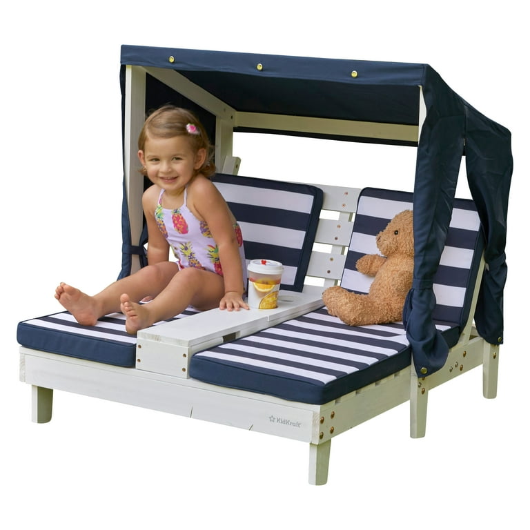 KidKraft Kids Patio Double Chaise Lounger with Cup Holders KidKraft Kids Patio Double Chaise Lounger with Cup Holders