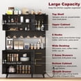 thumbnail image 2 of Rovaurx 70.9" Kitchen Pantry Cabinet with Microwave Shelf, Rattan Freestanding Storage Cabinet with Charging Station, Sideboard Buffet Cabinet with Drawers and Doors, Black and Natural KBG002BME, 2 of 7