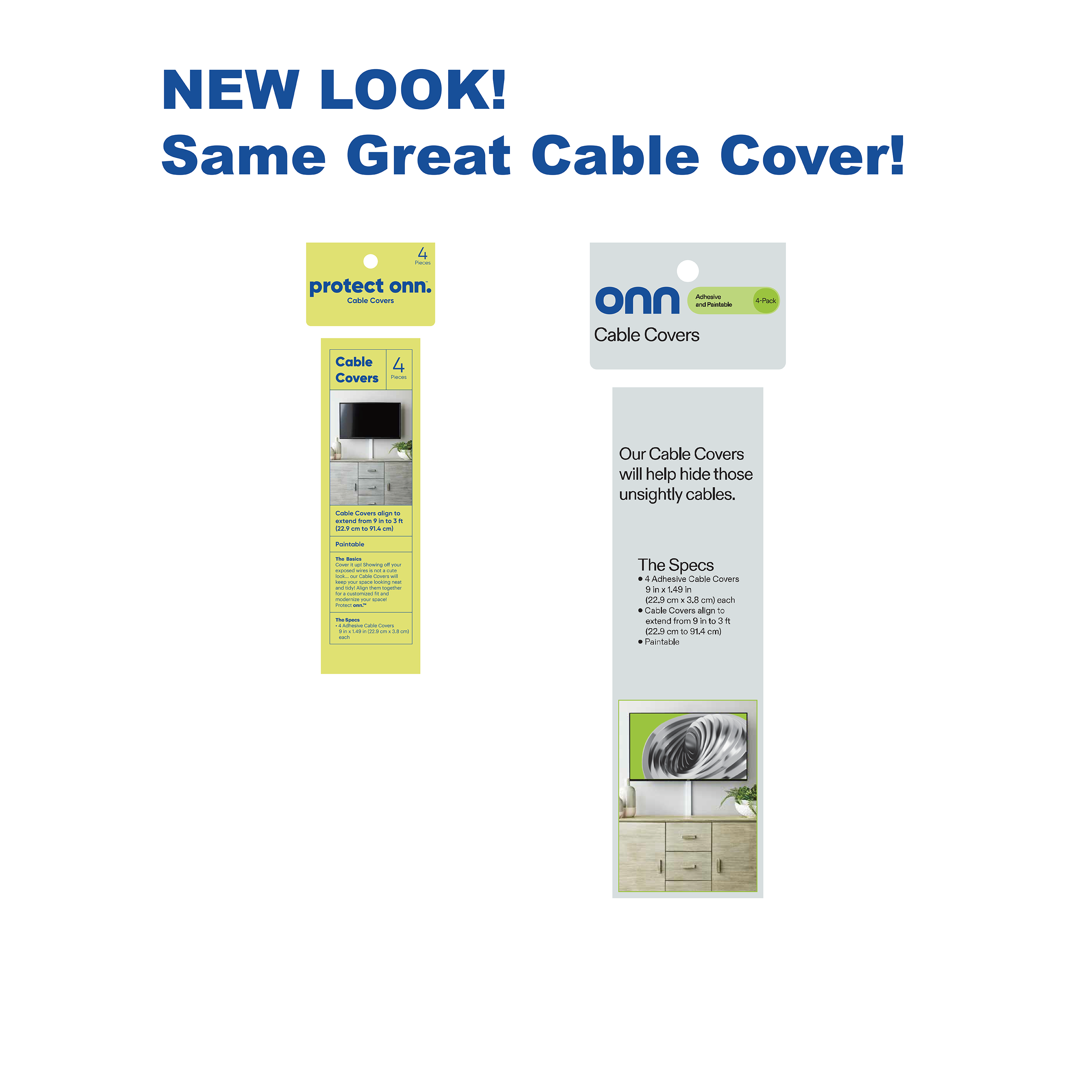 onn PVC Cable Covers, White, 4 Pack photo 5
