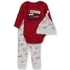 Bon Bebe Baby Boys 0-9 Months Little Hero Bodysuit Pant Set with Hat(Red 6-9 Months)