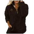 thumbnail image 2 of Fuzzy Sweatshirts for Women 2025 Long Sleeve Half Zip Stand Collared Sweatshirt with Pockets Pullover Tops, 2 of 6