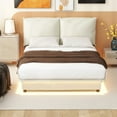 thumbnail image 6 of Full Size Upholstered Platform Bed with Light and Upholstered Headboard, 600lbs Load Capacity Wood Bed Frame, 6 of 8