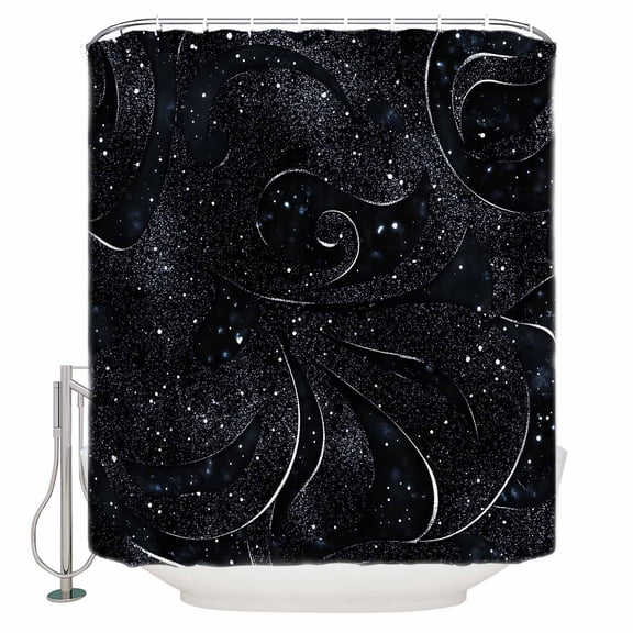 Black Bathroom Shower Curtains with 12 Hooks Polyester Waterproof Shower Curtain for Stalls and Bathtubs Modern Abstract Dot Starry Night Aesthetics Decorative Bathroom Privacy Curtain 54x78 Inches