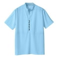 thumbnail image 5 of MIXUE Shirts For Men Summer Solid Color V Neck Button Short Sleeve Slim Fit Casual Basic Pullover Tops T Shirts Daily-Wear,Blue,XXXL, 5 of 5