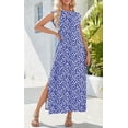thumbnail image 4 of Vestido largo Zeagoo azul con estampado floral para mujer de algodón con bolsillos, 4 of 7