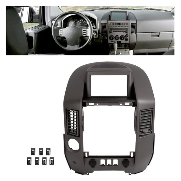 KOJEM Dash Center Console Instrument Panel Lid Bezel Compatible with 2004-2015 Nissan Armada Pathfinder Titan Dashboard Radio Panel With Speaker