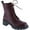Burgundy, variant on Women's Lace Up Ankle Boots Round Toe Mid-Calf Boot Lace-Up Side Zipper Classic Combat Fall Winter Military Booties