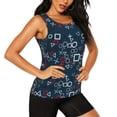 thumbnail image 2 of Balery Navy Blue Geometric Camiseta sin mangas estampada ligera para mujer, tops de entrenamiento sin mangas, camisetas de yoga transpirables de secado rápido.-Small, 2 of 7