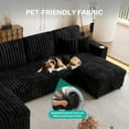 thumbnail image 4 of Sleeper Sectional Sofa, Modern 122" U Shaped Couch with Pull Out Bed, Convertible Corduroy Cloud Sofa with Double Storage Chaise, USB, Small Desktop, Comfy Modular Couch for Living Room, Black, 4 of 9